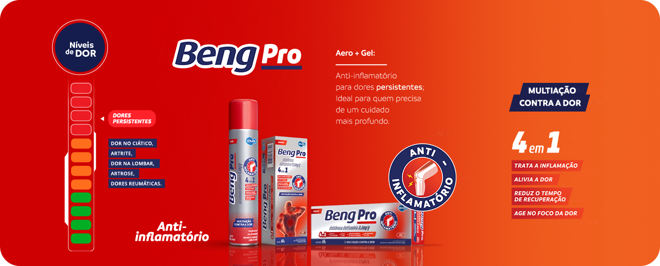 Banner do produto BengPro em fundo vermelho.