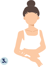 Ilustração de uma pessoa com as mãos na região do corpo.