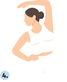 Ilustração de uma mulher fazendo alongamento lateral.